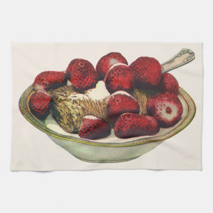 Paño De Cocina Cereal de desayuno saludable vintage Fresas