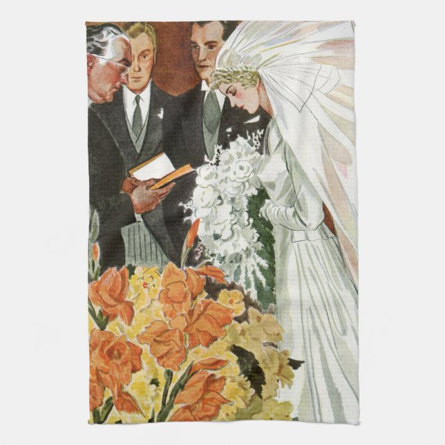 Paño De Cocina Ceremonia de boda antigua con novia y novio (Vertical)