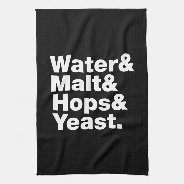 Paño De Cocina Cerveza = Agua y Malta y Hops y levadura. (Vertical)