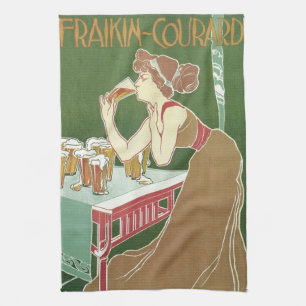 Paño De Cocina Cerveza Brasserie Fraikin-Courard Art Nouveau Vint