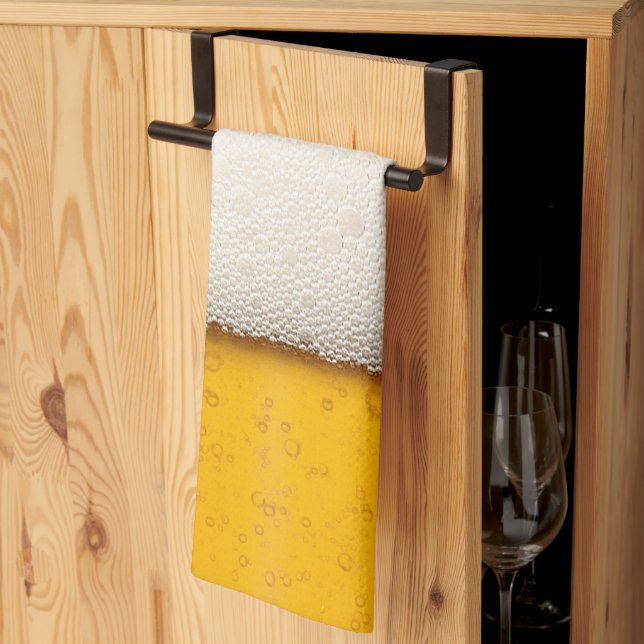 Paño De Cocina Cerveza burbujas cerca (Pliegue de tercios)