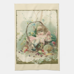 Paño De Cocina Cesta de frutas primaveral infantil victoriana vin