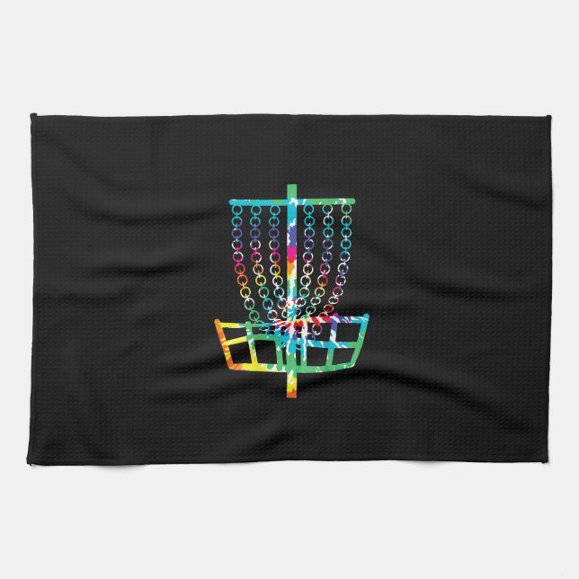 Paño De Cocina Cesta de Golf en Disco - Regalo Arcoiris Hippie (Horizontal)