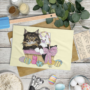 Paño De Cocina Cesta de Pascua Tabby Kitten