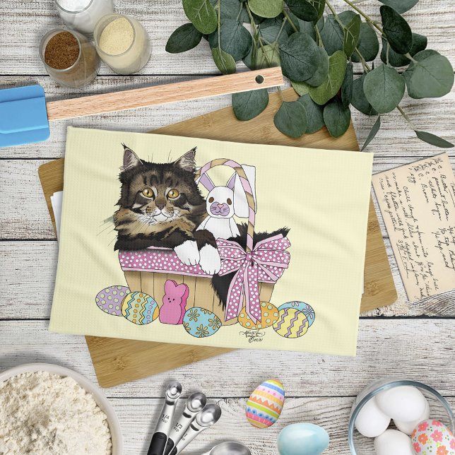 Paño De Cocina Cesta de Pascua Tabby Kitten (Subido por el creador)
