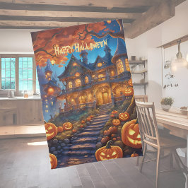 Paño De Cocina Chalet fantasmal en el bosque, calabazas, Hallowee