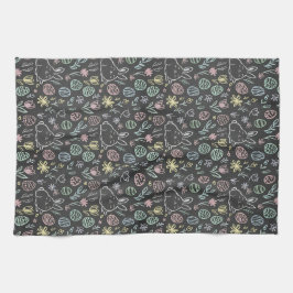 Paño De Cocina Chalkboard Easter Bunny Doodle Pattern