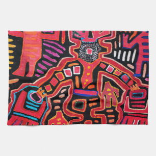 Paño De Cocina Chamán tribal Cuna con abanicos