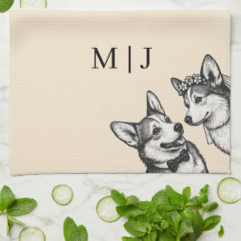Paño De Cocina Champagne Cálido - Boda Caprichosa de Corgi Vintag
