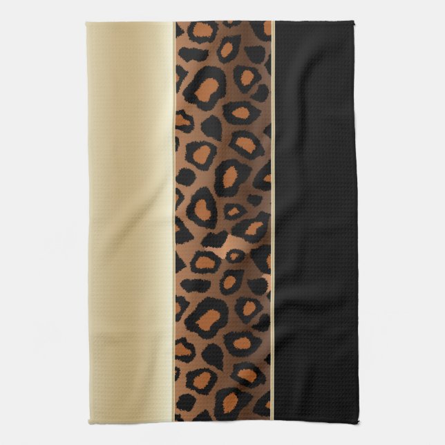Paño De Cocina Champán y estampado de animales negro del leopardo (Vertical)