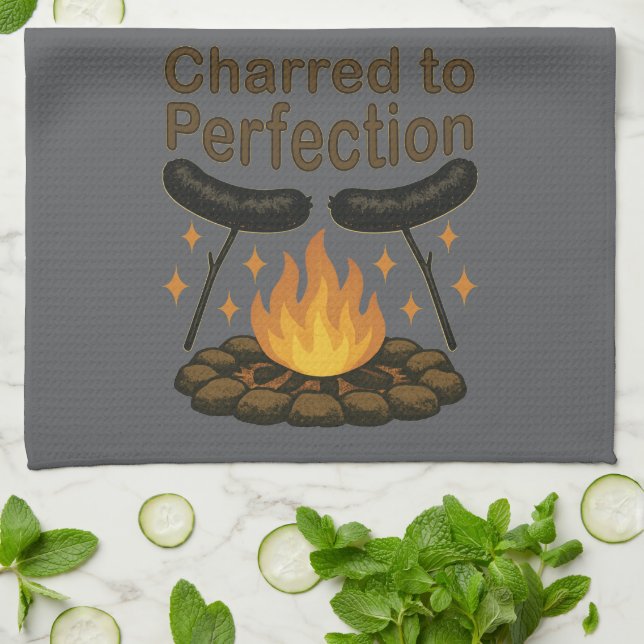 Paño De Cocina Charlada a Perfección Divertida Fogata Perro Calie (Doblado)
