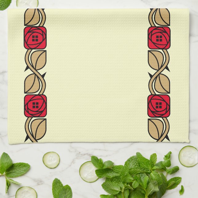 Paño De Cocina Charles Mackintosh Arts & Crafts Style Rosa Frieze (Doblado)