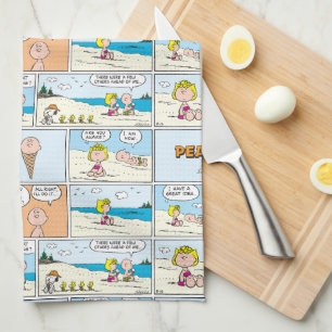 Paño De Cocina Charlie Brown Y Helados De Sally En La Playa