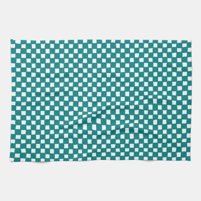 Paño De Cocina checkered pattern (teal) (Horizontal)