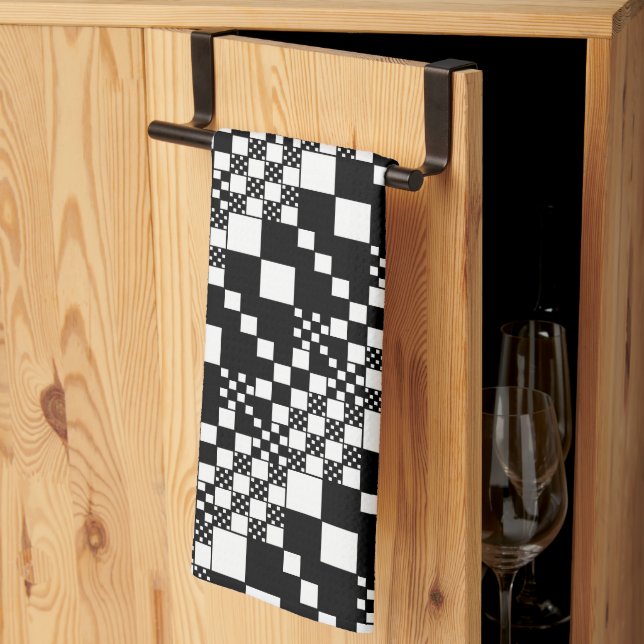 Paño De Cocina Checks, Checks - Blanco y negro (Pliegue de tercios)