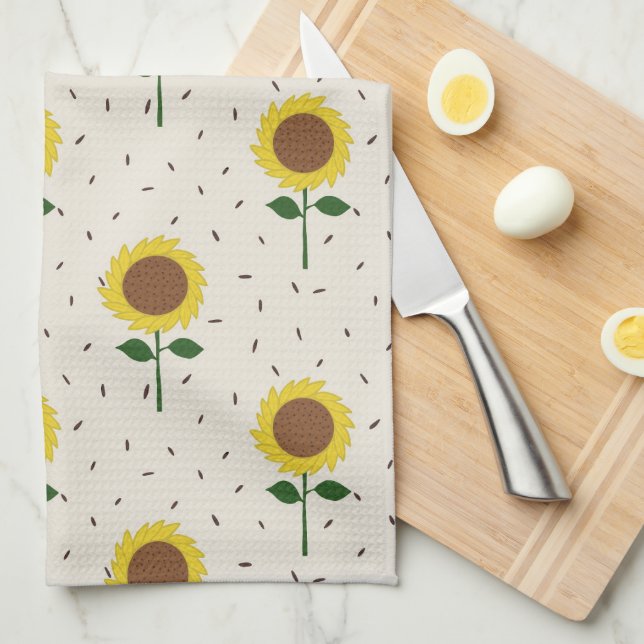 Paño De Cocina Cheerful Sunflower Pattern Dishtowel (Doblado Cuarto)