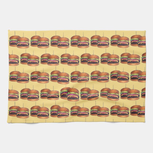 Paño De Cocina Cheeseburger Burger Hamburger Sliders Bar Pub (Horizontal)