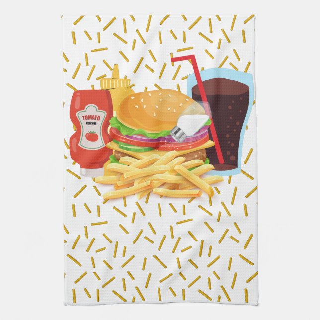 Paño De Cocina Cheeseburger y Fries (Vertical)