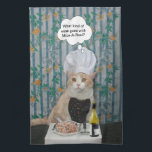 Paño De Cocina Chef Bubba Kitty<br><div class="desc">Bubba lleva realmente un chef gorra y un delantal con huesos pequeños.   Una toalla graciosa que le puede dar a un amante del gato.</div>