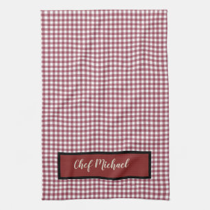 Paño De Cocina Chef de Barbacoa Red Gingham Check Personalizado