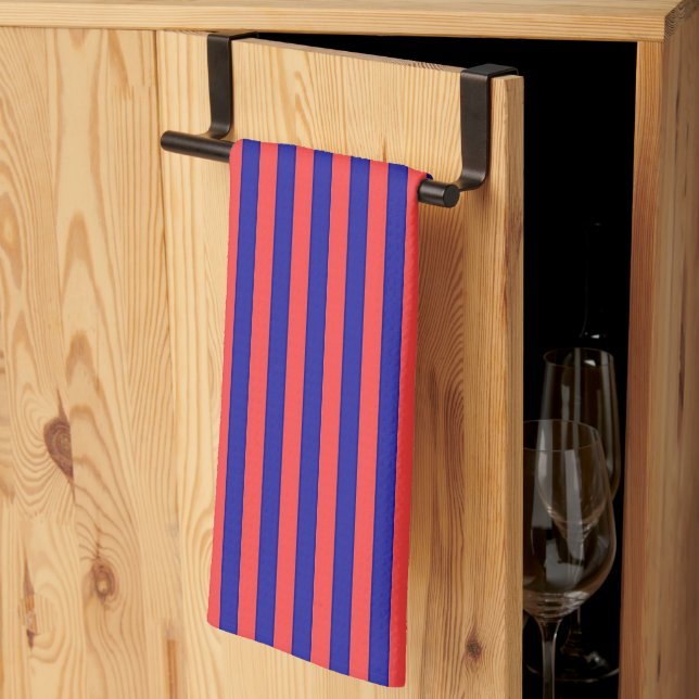 Paño De Cocina Chef de franja roja y azul (Pliegue de tercios)
