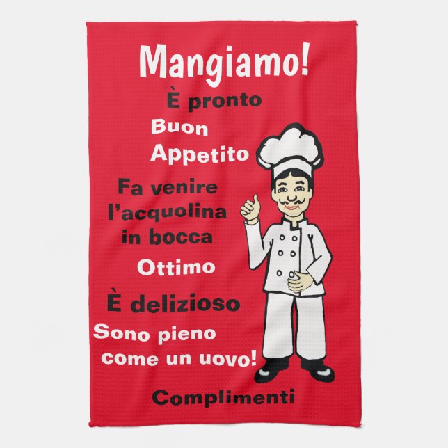 Paño De Cocina Chef italiano - Mangiamo (Vertical)