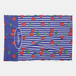 Paño De Cocina Cherry Berries Rojo Patrón Nautical Azul moderno
