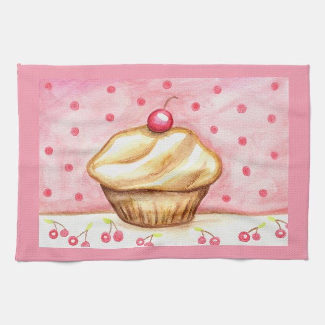Paño De Cocina Cherry Cupcake Kitchen Towel  (Horizontal)
