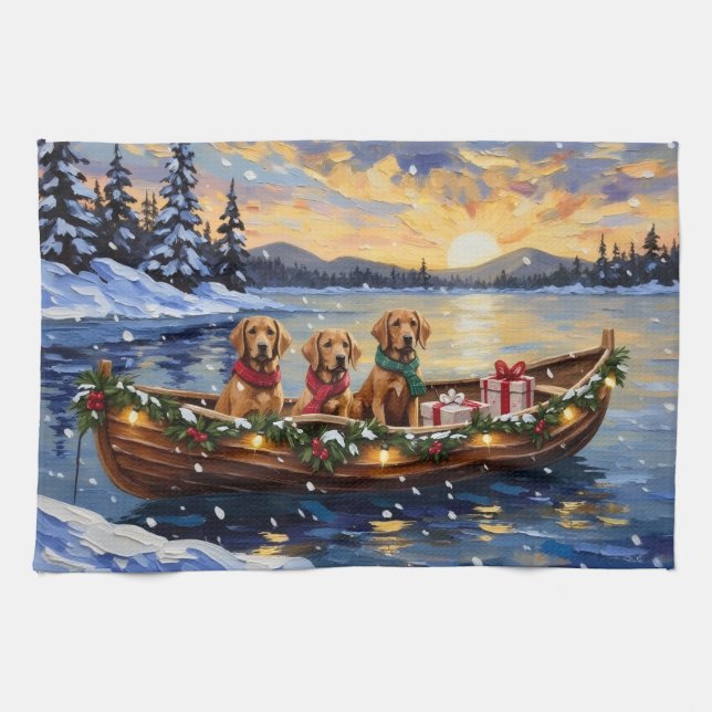 Paño De Cocina Chesapeake Bay Retriever Christmas Boat Holiday (Horizontal)