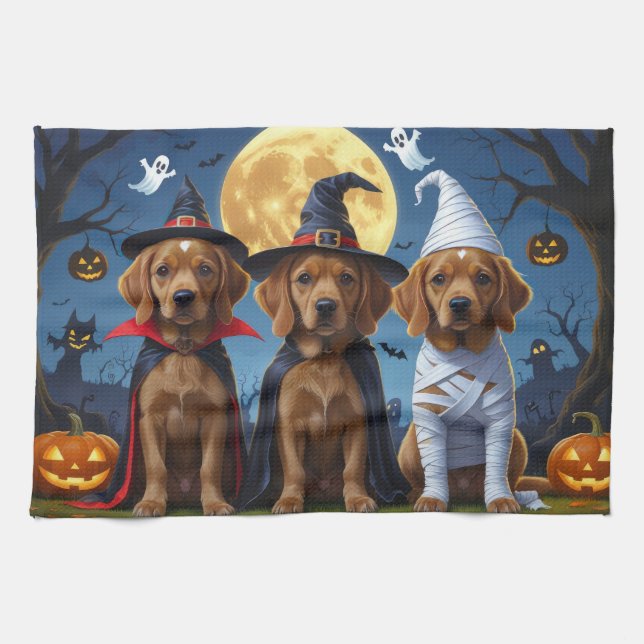 Paño De Cocina Chesapeake Bay Terrier Pumpkin Halloween Funny (Horizontal)