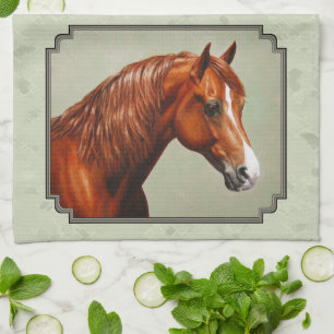 Paño De Cocina Chestnut Morgan Horse Sage Green