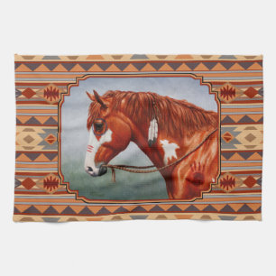 Paño De Cocina Chestnut Pinto Horse Southwest Indian Design