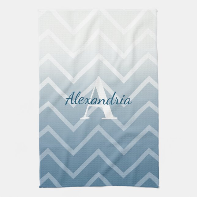 Paño De Cocina Chevron blanco cielo azul (Vertical)