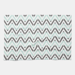 Paño De Cocina Chevron Blanco Gris Mintado Contemporáneo A Rayas