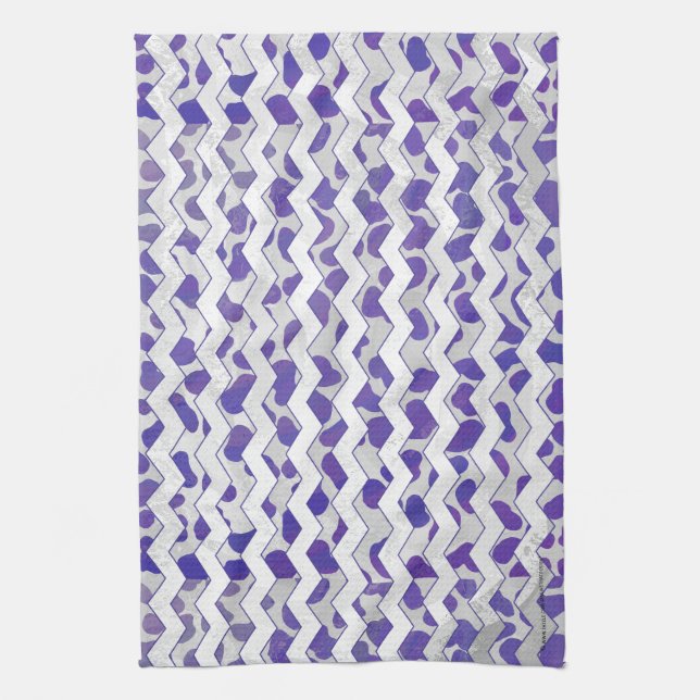 Paño De Cocina Chevron Dalmatian Morado y Blanco (Vertical)