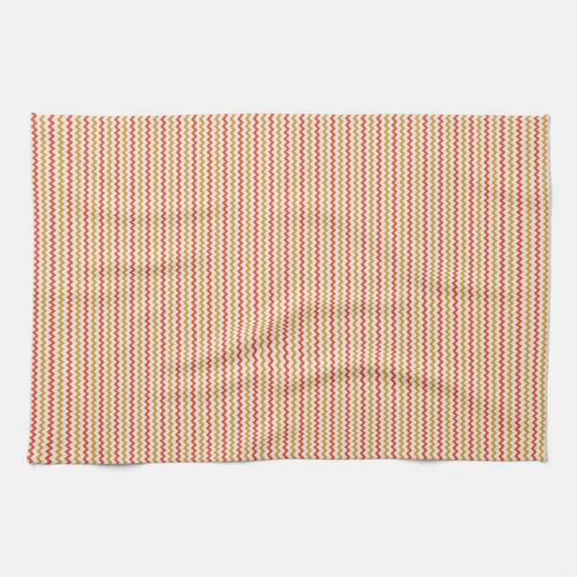 Paño De Cocina Chevron fino zigzag rosa ocre (Horizontal)