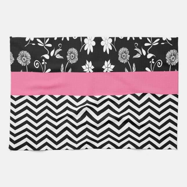 Paño De Cocina chevron floral rosa (Horizontal)