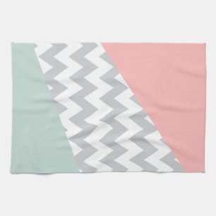 Paño De Cocina Chevron gris - Mint y Coral