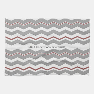 Paño De Cocina Chevron moderno con cualquier color y texto