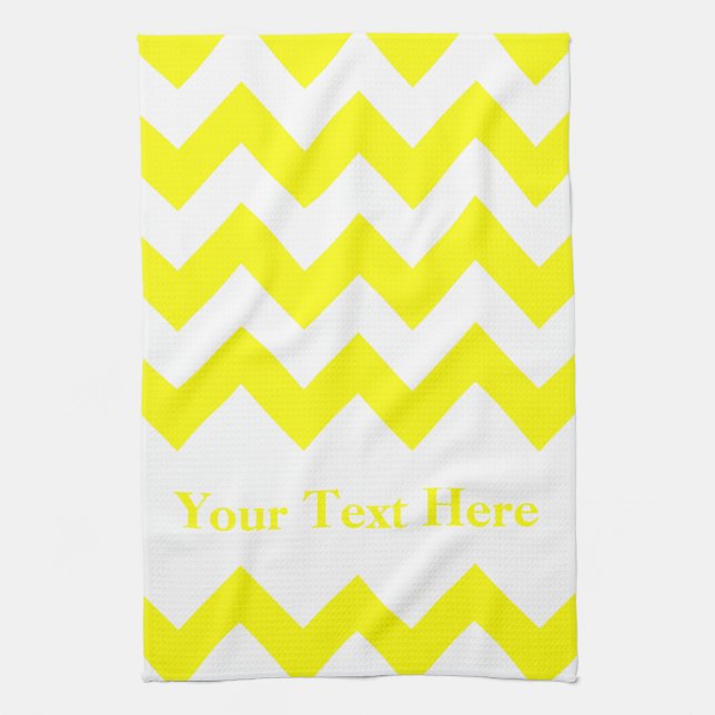 Paño De Cocina Chevron negrita amarillo con texto de personalizab (Vertical)