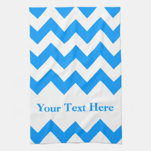 Paño De Cocina Chevron negrita azul claro con texto de personaliz