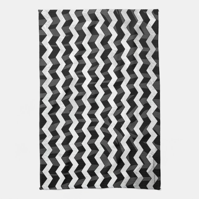 Paño De Cocina Chevron negro cebra y gris (Vertical)