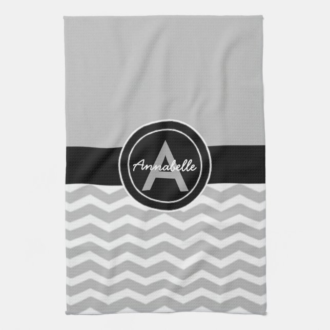 Paño De Cocina Chevron negro gris (Vertical)