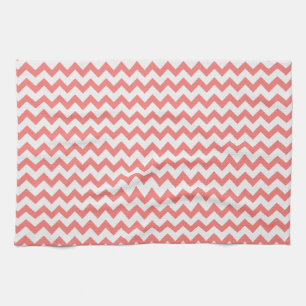 Paño De Cocina Chevron rosado coralino