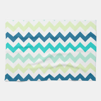 Paño De Cocina Chevron verde azulado y verde