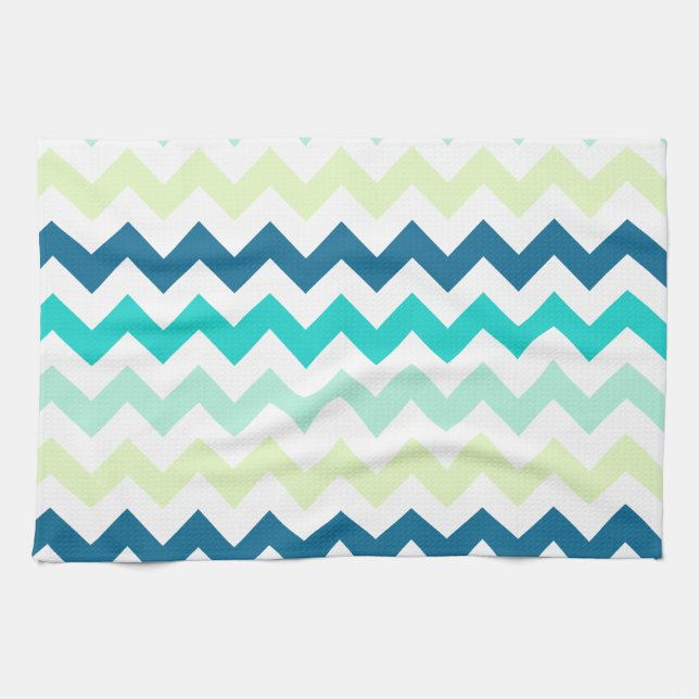 Paño De Cocina Chevron verde azulado y verde (Horizontal)