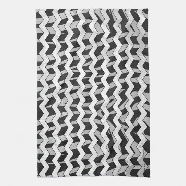 Paño De Cocina Chevron Zebra Negro y Gris (Vertical)