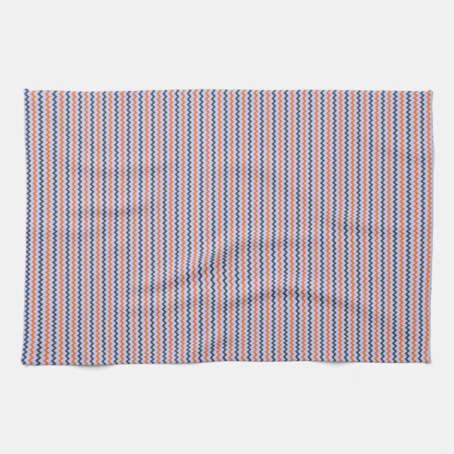 Paño De Cocina Chevron zigzag azul oscuro naranja lilac (Horizontal)