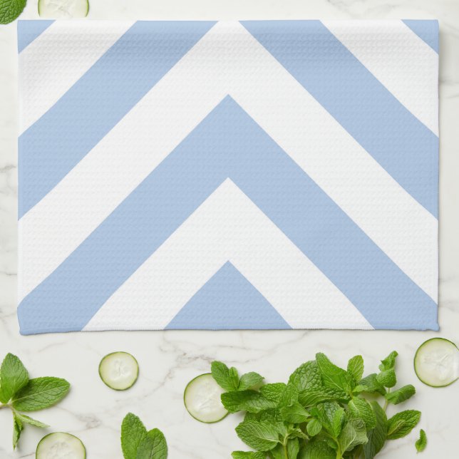 Paño De Cocina Chevrones azules claros y blancos (Doblado)