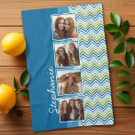 Paño De Cocina Chevrons coloridos de Collage de fotos de Instagra<br><div class="desc">Una excelente manera de mostrar tus fotos cuadradas desde tu cuenta en línea. Un divertido diseño de banda zig zag resalta las imágenes.</div>